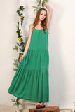 TWO LAYERED SEAM MAXI CHIFFON SHIRRING DRESS