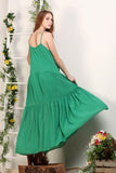 TWO LAYERED SEAM MAXI CHIFFON SHIRRING DRESS