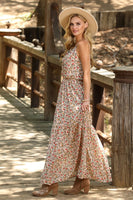 FRONT TIE NECK WITH ELASTIC WAIST MAXI DRESS