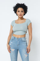 Side Hole And Ties Off Shoulder Crop Top