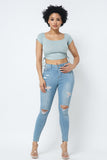 Side Hole And Ties Off Shoulder Crop Top