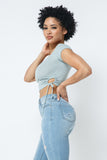 Side Hole And Ties Off Shoulder Crop Top