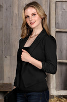 Shawl Collar Short Blazer with Shirring Sleeve