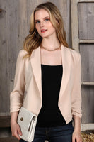 Shawl Collar Short Blazer with Shirring Sleeve