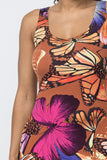 Plus Size Butterfly Print Sexy Bodycon Midi Dress