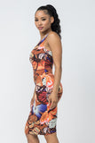 Plus Size Butterfly Print Sexy Bodycon Midi Dress