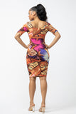 Butterfly Print Bodycon Midi Dress