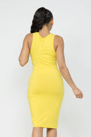 Cotton Spandex Solid Sleeveless Tank Midi Dress