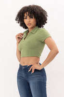 Johnny Collar Short Sleeve Crop Top