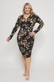 PLUS SIZE FLORAL RUCHED DRESS