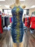 Bianca Snake Print Dress - Blue