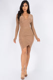 RUCHED DRAPED LINED MINI DRESS