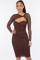 Mesh Double Layer Ruched Dress