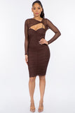 Mesh Double Layer Ruched Dress