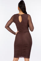 Mesh Double Layer Ruched Dress