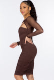 Mesh Double Layer Ruched Dress