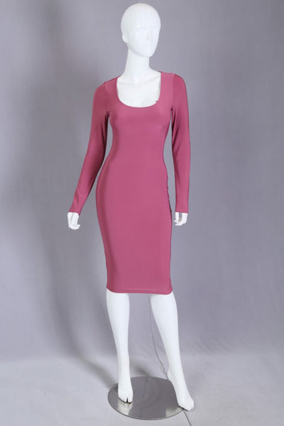 BASIC BODYCON LONG SLEEVE MIDI DRESS