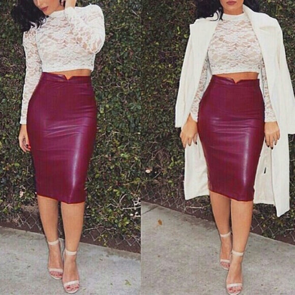 Gemma Faux Leather Pencil Skirt