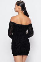 LEOPARD OFF SHOULDER LONG SLEEVE DRESS