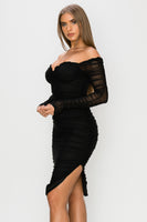 SEXY OFF SHOULDER SWEETHEART RUCHED MINI DRESS