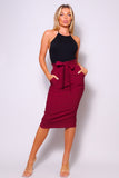 MISS DONNA CAREER HIGH WAISTED MIDI SKIRT